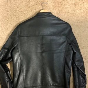 Men leather motorcycle bike jacket